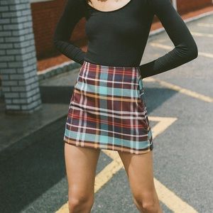 NWT Urban Outfitters Plaid Notch Pelmet Mini Skirt